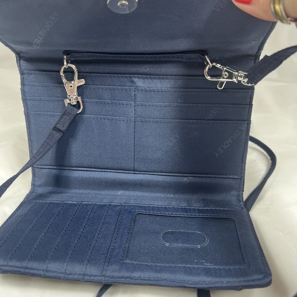 Vera Bradley Small Crossbody Purse Wallet Quilted Navy Blue‎ - Picture 9 of 11